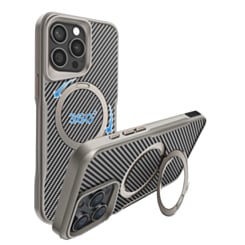Premium Quality Magnetic Protective Case with 360 Rotating Ring Stand for iPhone 15 Pro (SILVER) (Only Ground Shipping)