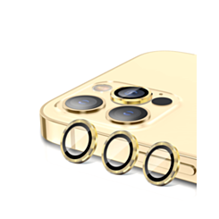 Metal Ring with HD Tempered Glass for iPhone 15 Pro / 15 Pro Max (GOLD)