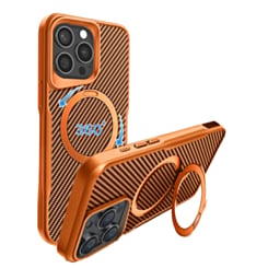 Premium Quality Magnetic Protective Case with 360 Rotating Ring Stand for iPhone 15 Pro Max (ORANGE) (Only Ground Shipping)