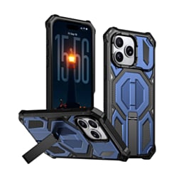 Heavy Duty Rugged Armor Case with Camera Protection Case with Kickstand (BLUE) for iPhone 15 Pro Max (Only Ground Shipping)