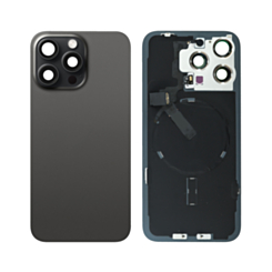 Back Glass with MagSafe Magnet & NFC & Flashlight Flex for iPhone 15 Pro Max (BLACK TITANIUM) (NO LOGO)