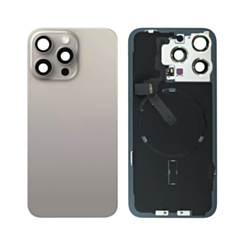 Back Glass with MagSafe Magnet & NFC & Flashlight Flex for iPhone 15 Pro Max (NATURAL TITANIUM) (NO LOGO)