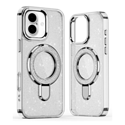 Glitter Ring Stand Protective Case for iPhone 16 (CLEAR) (Only Ground Shipping)