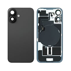 Back Glass with MagSafe Magnet & NFC & Flashlight Flex for iPhone 16 (NO LOGO) (BLACK)