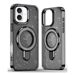 Glitter Ring Stand Protective Case for iPhone 16 (BLACK) (Only Ground Shipping)