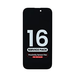 Order the OLED assembly with a pre-installed proximity sensor flex for iPhone 16 in a service pack.
