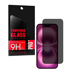 Shop the iPhone 16 privacy tempered glass with a 2.5D design, single piece.