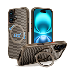 Premium Quality Magnetic Protective Case with 360 Rotating Ring Stand for iPhone 16 Plus (GOLD) (Only Ground Shipping)