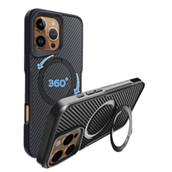 Premium Quality Magnetic Protective Case with 360 Rotating Ring Stand for iPhone 16 Pro (BLACK) (Only Ground Shipping)
