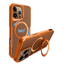 Premium Quality Magnetic Protective Case with 360 Rotating Ring Stand for iPhone 16 Pro (ORANGE) (Only Ground Shipping)