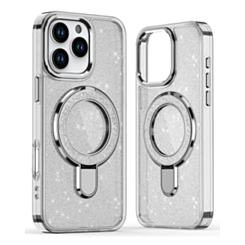 Glitter Ring Stand Protective Case for iPhone 16 Pro Max (CLEAR) (Only Ground Shipping)