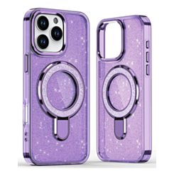 Glitter Ring Stand Protective Case for iPhone 16 Pro Max (PURPLE) (Only Ground Shipping)