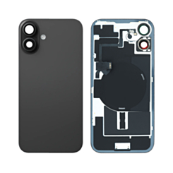 Back Glass with MagSafe Magnet & NFC & Flashlight Flex for iPhone 16 Plus (BLACK) (NO LOGO)
