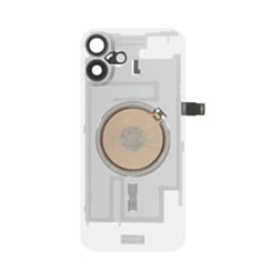 Clear Back Glass with Wireless NFC and MagSafe Magnet for iPhone 16 Plus (NO LOGO) (BLACK)