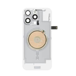 Clear Back Glass with Wireless NFC and MagSafe Magnet for iPhone 16 Pro Max (NO LOGO) (WHITE TITANIUM)