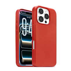 New Leather Case with Wireless Charger with IC Chip (RED) for iPhone 16 Pro Max (Only Ground Shipping)