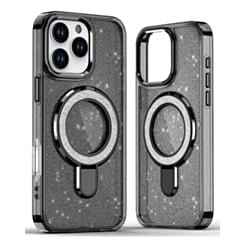 Glitter Ring Stand Protective Case for iPhone 16 Pro Max (BLACK) (Only Ground Shipping)