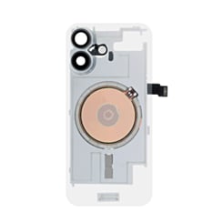 Clear Back Glass with Frame and Wireless NFC Charging Flex and MagSafe Magnet for iPhone 17 (NO LOGO) (BLACK)