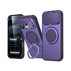 Flip Lens Cover Case with MagSafe Ring Kickstand (PURPLE) for iPhone 17 Pro Max (Only Ground Shipping)
