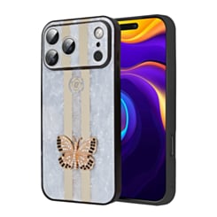 Luxury Printed Ring Holder Case for iPhone 17 Pro / 18 Pro (WHITE BUTTERFLY) (Only Ground Shipping)