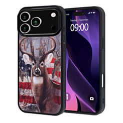 Printing Aluminum Plate Case for iPhone 17 Pro / 18 Pro (Deer USA Flag) (Only Ground Shipping)
