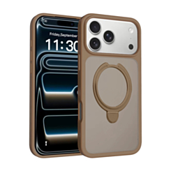 Slim Clear Case with Foldable Ring Stand for iPhone 17 Pro / 18 Pro (BROWN) (Only Ground Shipping)