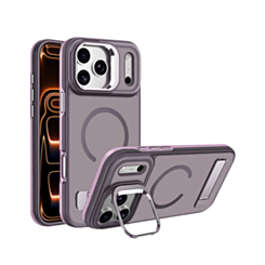 Matte Transparent Camera Stand & Kickstand with Wireless Charging Case for iPhone 17 Pro / 18 Pro (PINK) (Only Ground Shipping)
