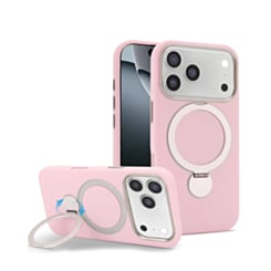 Silicone Magnetic Ring Stand Case for iPhone 17 Pro / 18 Pro (PINK) (Only Ground Shipping)