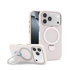 Silicone Magnetic Ring Stand Case for iPhone 17 Pro / 18 Pro (WHITE) (Only Ground Shipping)