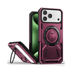 Full-Body Rugged Shockproof Case with Ring Holder (Burgundy) for iPhone 17 Pro / 18 Pro (Only Ground Shipping)