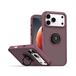 Hard PC Rear / Soft TPU Colorful Border Case with Ring Holder for iPhone 17 Pro / 18 Pro (Burgundy) (Only Ground Shipping)