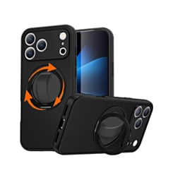 Textured Shockproof Case with 360 Rotating Ring Stand for iPhone 17 Pro / 18 Pro (BLACK) (Only Ground Shipping)