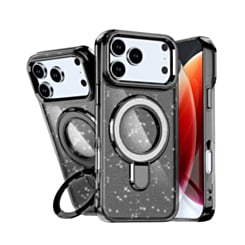 Glitter Ring Stand Protective Case for iPhone 17 Pro / 18 Pro (BLACK) (Only Ground Shipping)