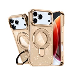 Glitter Ring Stand Protective Case for iPhone 17 Pro / 18 Pro (GOLD) (Only Ground Shipping)