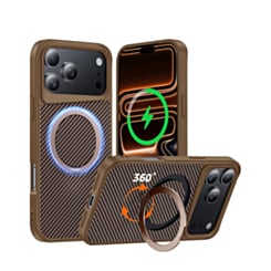 Premium Quality Magnetic Protective Case with 360 Rotating Ring Stand for iPhone 17 Pro / 18 Pro (GOLD) (Only Ground Shipping)