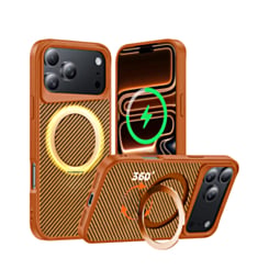 Premium Quality Magnetic Protective Case with 360 Rotating Ring Stand for iPhone 17 Pro / 18 Pro (ORANGE) (Only Ground Shipping)