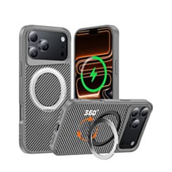 Premium Quality Magnetic Protective Case with 360 Rotating Ring Stand for iPhone 17 Pro / 18 Pro (SILVER) (Only Ground Shipping)