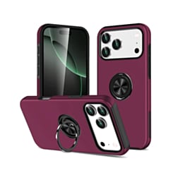 Dual Layer Case with Magnetic Ring for iPhone 17 Pro Max / 18 Pro Max (Burgundy) (Only Ground Shipping)