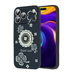 Luxury Printed Ring Holder Case for iPhone 17 Pro Max / 18 Pro Max (BLACK MANDALA) (Only Ground Shipping)