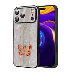 Luxury Printed Ring Holder Case for iPhone 17 Pro Max / 18 Pro Max (PINK BUTTERFLY STRIPE) (Only Ground Shipping)