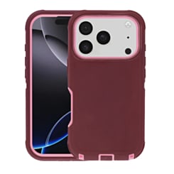 Heavy Duty Case for iPhone 17 Pro Max / 18 Pro Max (MAROON/ PINK) (Only Ground Shipping)