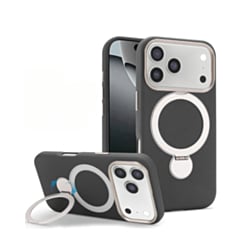 Silicone Magnetic Ring Stand Case for iPhone 17 Pro Max / 18 Pro Max (BLACK) (Only Ground Shipping)