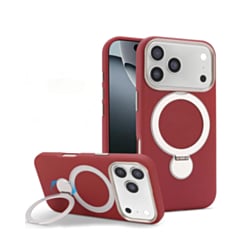 Silicone Magnetic Ring Stand Case for iPhone 17 Pro Max / 18 Pro Max (Burgundy) (Only Ground Shipping)