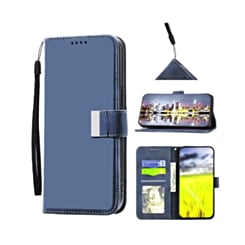 Elegant Leather Wallet Case with Wristlet Strap for iPhone 17 Pro Max / 18 Pro Max (BLUE) (Only Ground Shipping)