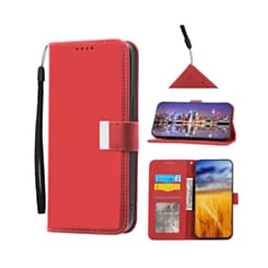 Elegant Leather Wallet Case with Wristlet Strap for iPhone 17 Pro Max / 18 Pro Max (RED) (Only Ground Shipping)