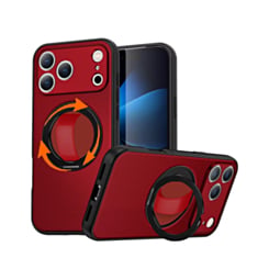 Textured Shockproof Case with 360 Rotating Ring Stand for iPhone 17 Pro Max / 18 Pro Max (RED) (Only Ground Shipping)