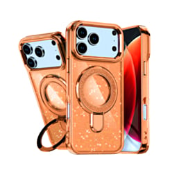 Glitter Ring Stand Protective Case for iPhone 17 Pro Max / 18 Pro Max (ORANGE) (Only Ground Shipping)
