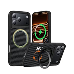 Premium Quality Magnetic Protective Case with 360 Rotating Ring Stand for iPhone 17 Pro Max / 18 Pro Max (BLACK) (Only Ground Shipping)