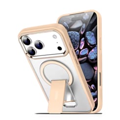 Clear Magnetic Case with Built-in Kickstand for iPhone 17 Pro Max / 18 Pro Max (CHAMPAGNE GOLD) (Only Ground Shipping)