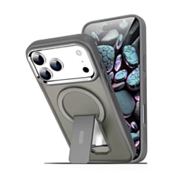 Clear Magnetic Case with Built-in Kickstand for iPhone 17 Pro Max / 18 Pro Max (GRAY) (Only Ground Shipping)